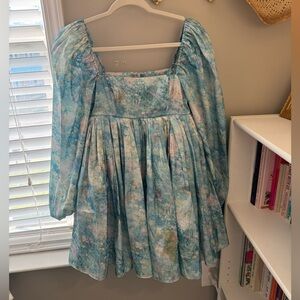 Selkie Longsleeve Puff Dress in Abbot Prairie